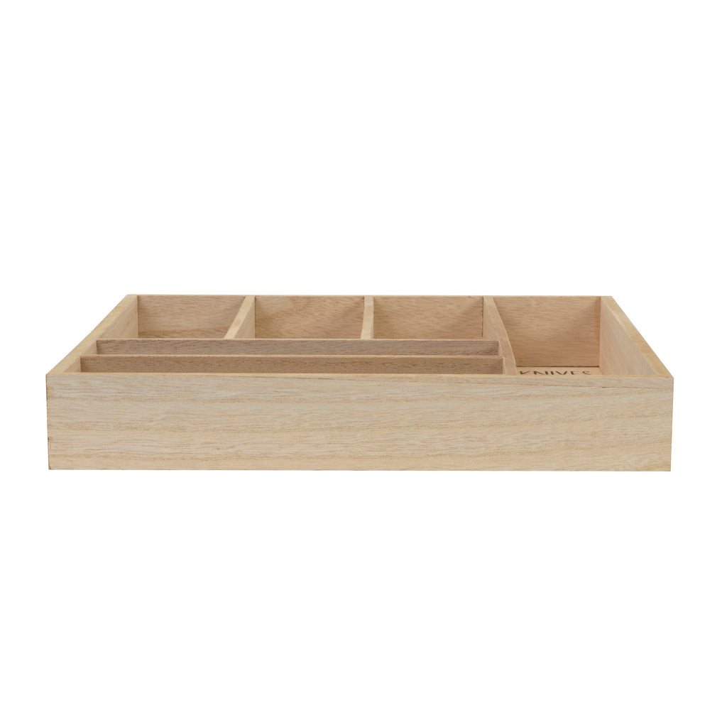 Wooden Cutlery Tray Organizer – Rustic Silverware Drawer Divider