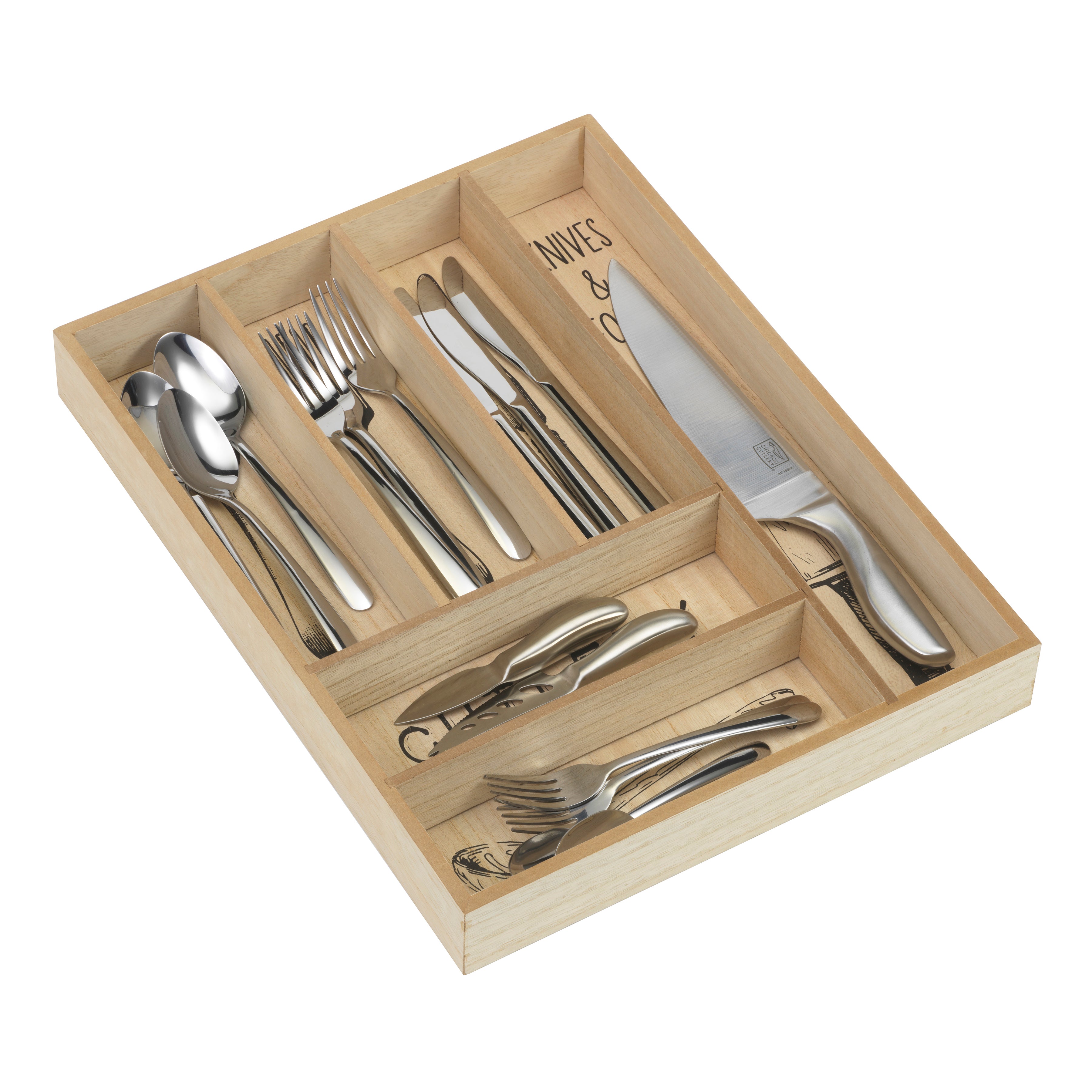 Wooden Cutlery Tray Organizer – Rustic Silverware Drawer Divider