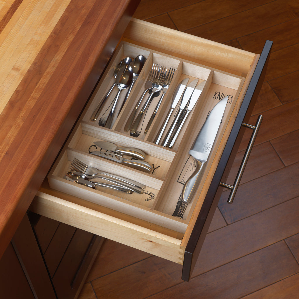 Wooden Cutlery Tray Organizer – Rustic Silverware Drawer Divider
