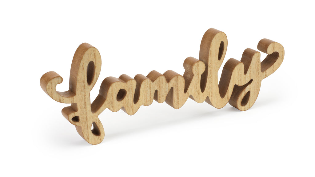 Rustic Wooden “Family” Sign – Farmhouse Style Tabletop Décor