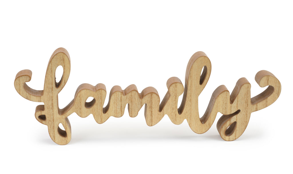 Rustic Wooden “Family” Sign – Farmhouse Style Tabletop Décor
