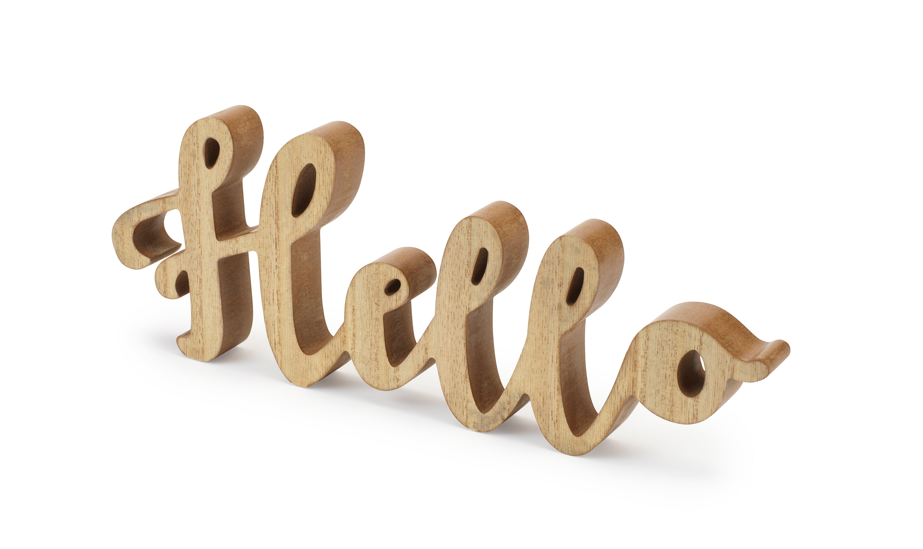 Rustic Wooden “Hello” Sign – Farmhouse Style Tabletop Décor