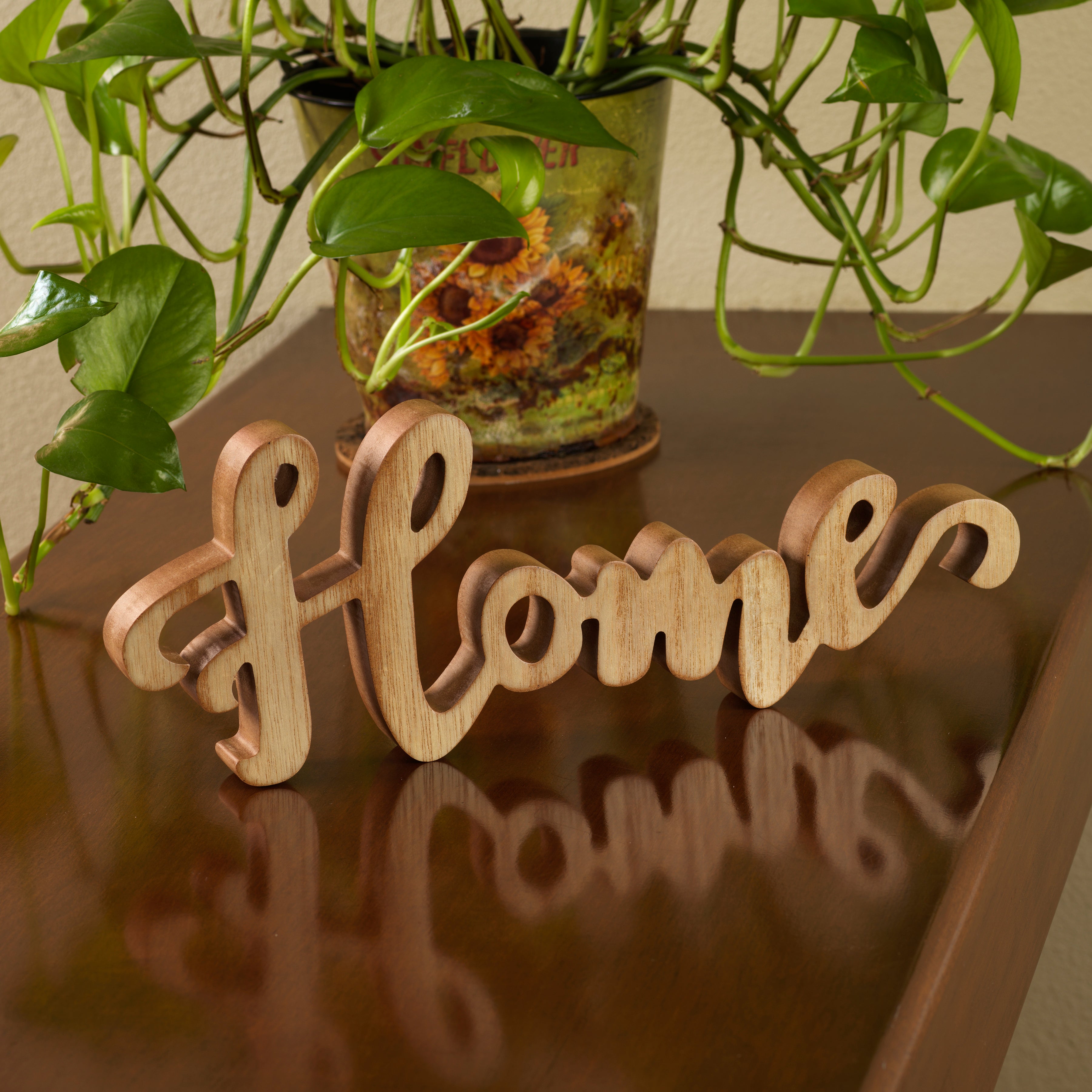 Rustic Wooden “Home” Sign – Farmhouse Style Tabletop Décor