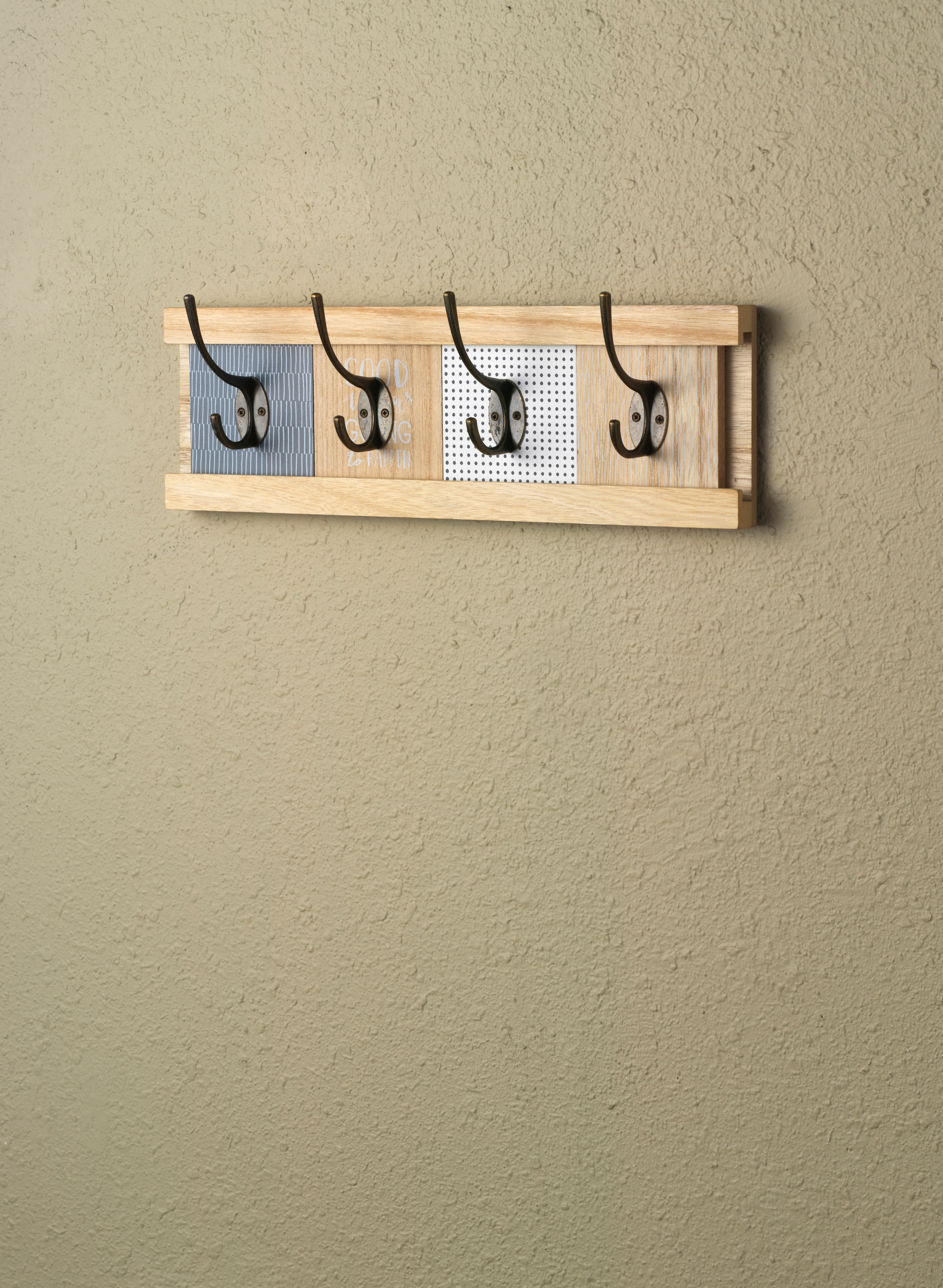 Adjustable Wooden Wall Mounted Coat Rack with Sliding Hooks – Rustic Entryway Organizer