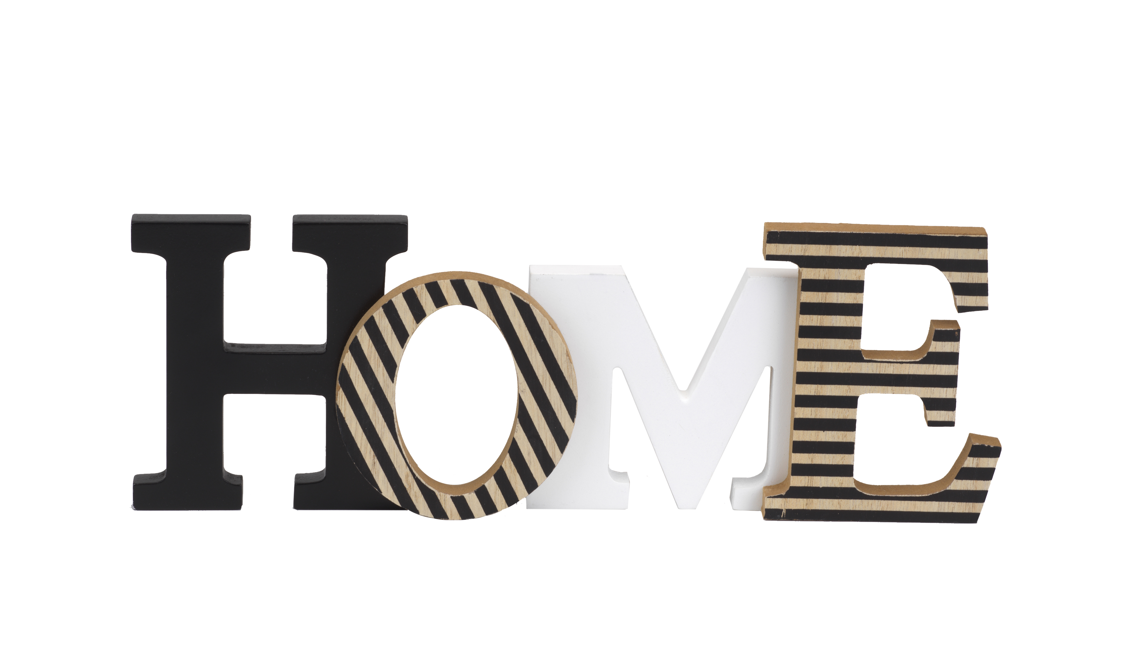 Striped Wooden “HOME” Sign – Modern Rustic Tabletop Décor