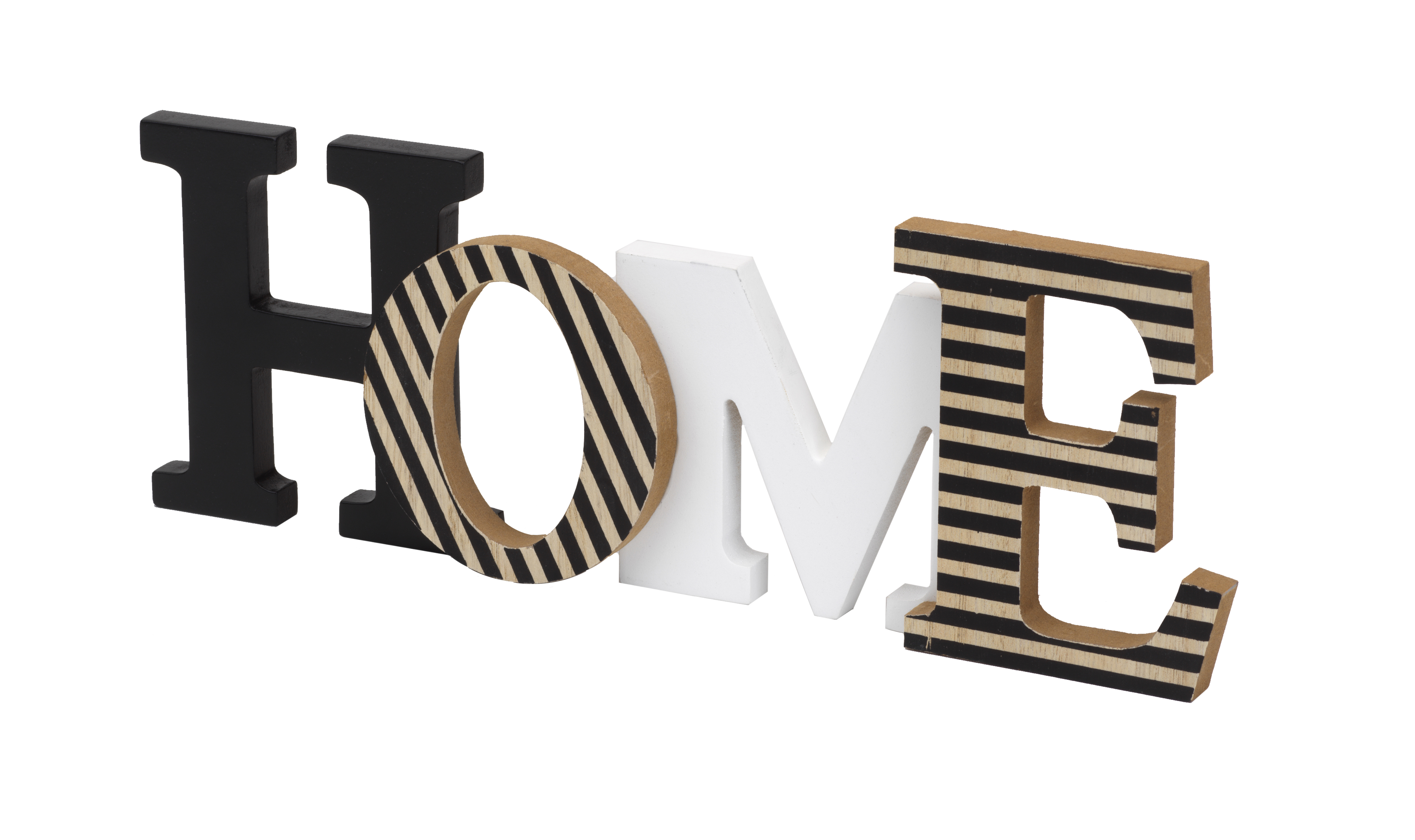 Striped Wooden “HOME” Sign – Modern Rustic Tabletop Décor