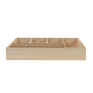 Large Wood Silverware Organizer; Cutlery and Flatware Tray, Decorative Kitchen Drawer Organizer and Cabinets Divider, Utensil Holder with 6 Compartments, Kitchenware Storage