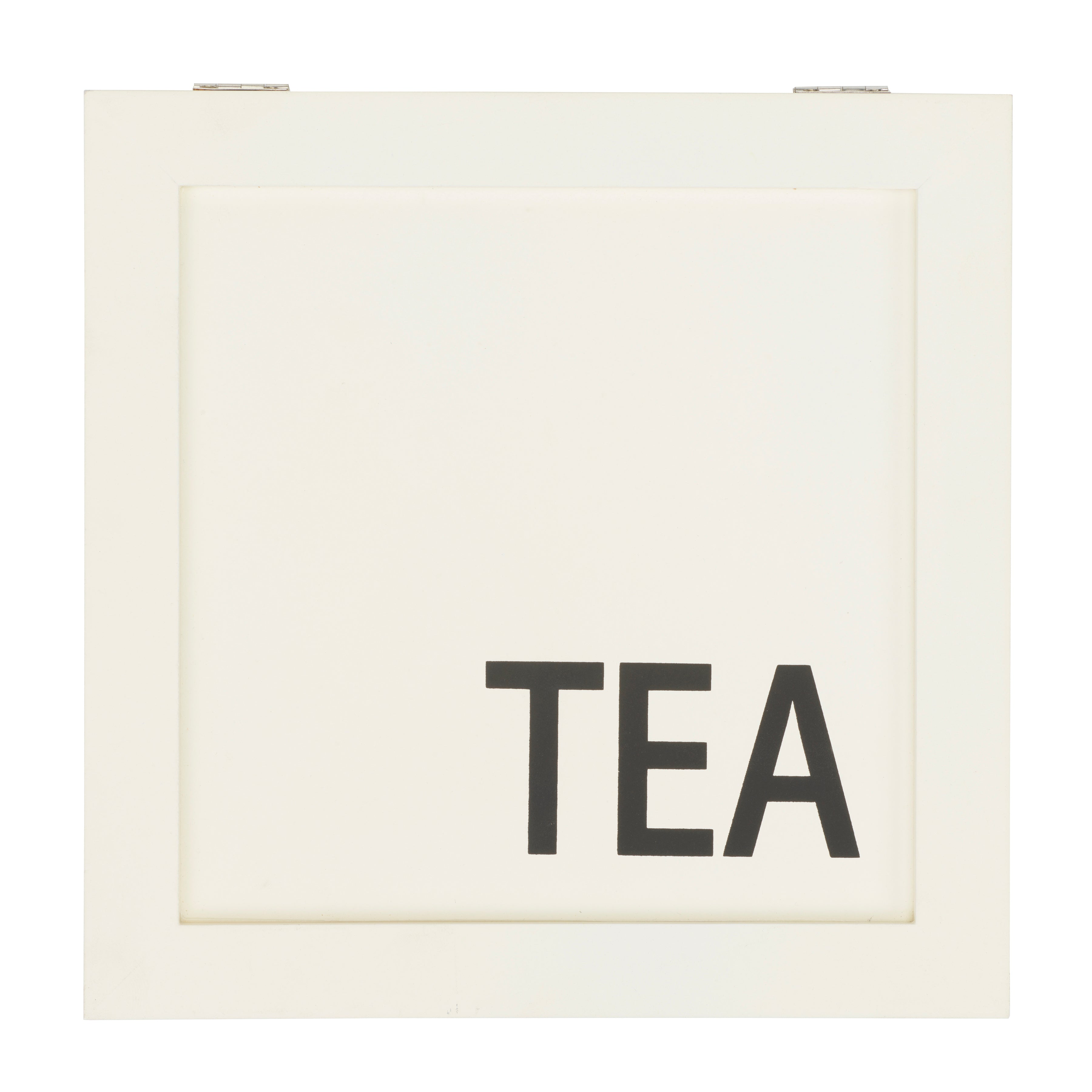 Tea Bag Organizer Box and Storage Chest, Natural Wood with 9 Compartments, Holds Up to 72 Tea Bags, Eggshell White Color, For Kitchen Counter, Cabinet, and Pantry