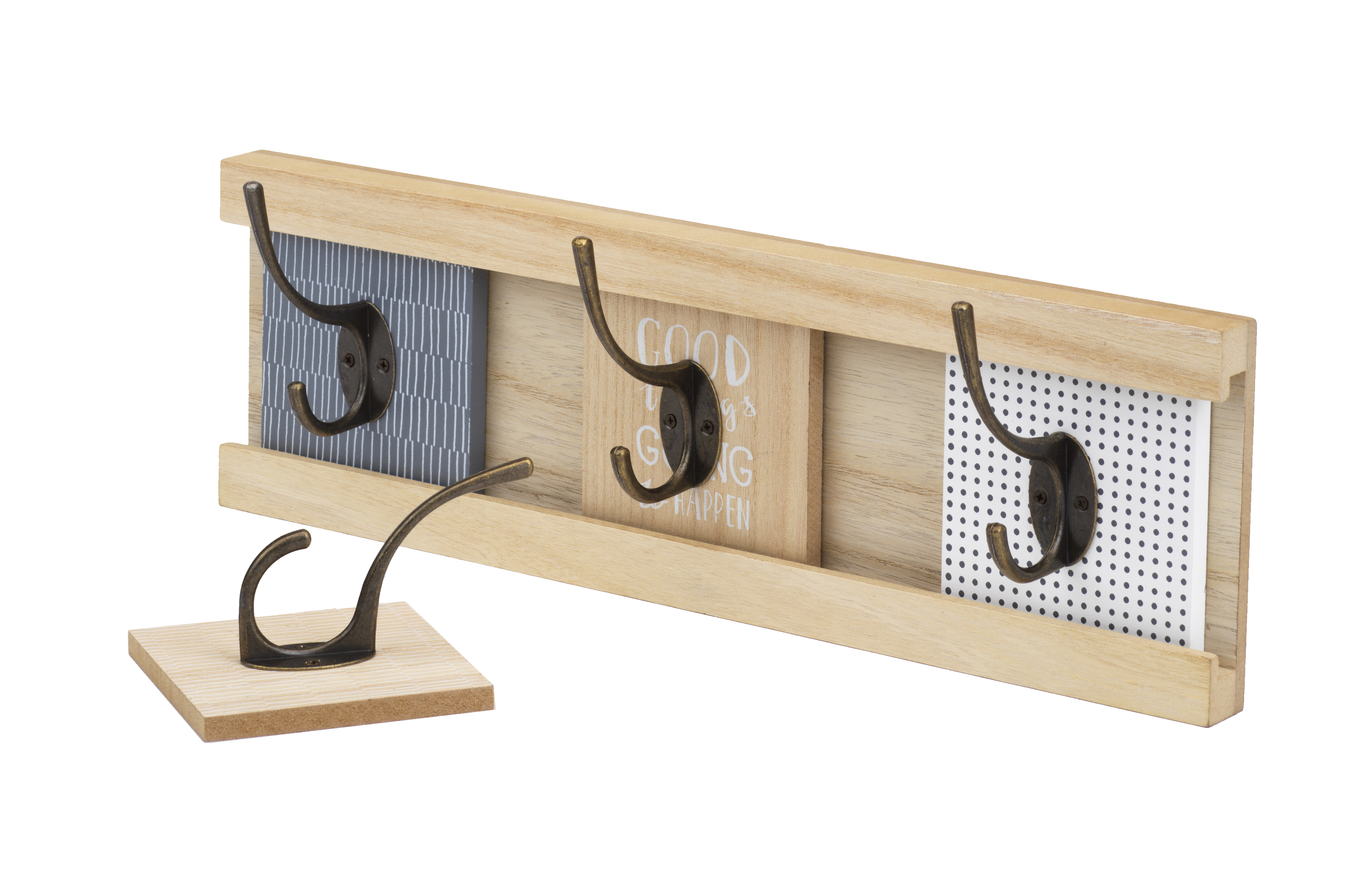 10 Street Home Wall Mount Coat Rack with 4 Adjustable Coat Hooks, for Entryway, Bedroom and Bathroom; Hat Rack, Towel Rack, Natural Wood, Easy to Install