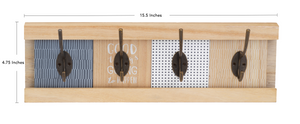 10 Street Home Wall Mount Coat Rack with 4 Adjustable Coat Hooks, for Entryway, Bedroom and Bathroom; Hat Rack, Towel Rack, Natural Wood, Easy to Install