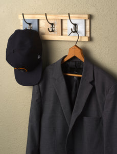10 Street Home Wall Mount Coat Rack with 4 Adjustable Coat Hooks, for Entryway, Bedroom and Bathroom; Hat Rack, Towel Rack, Natural Wood, Easy to Install