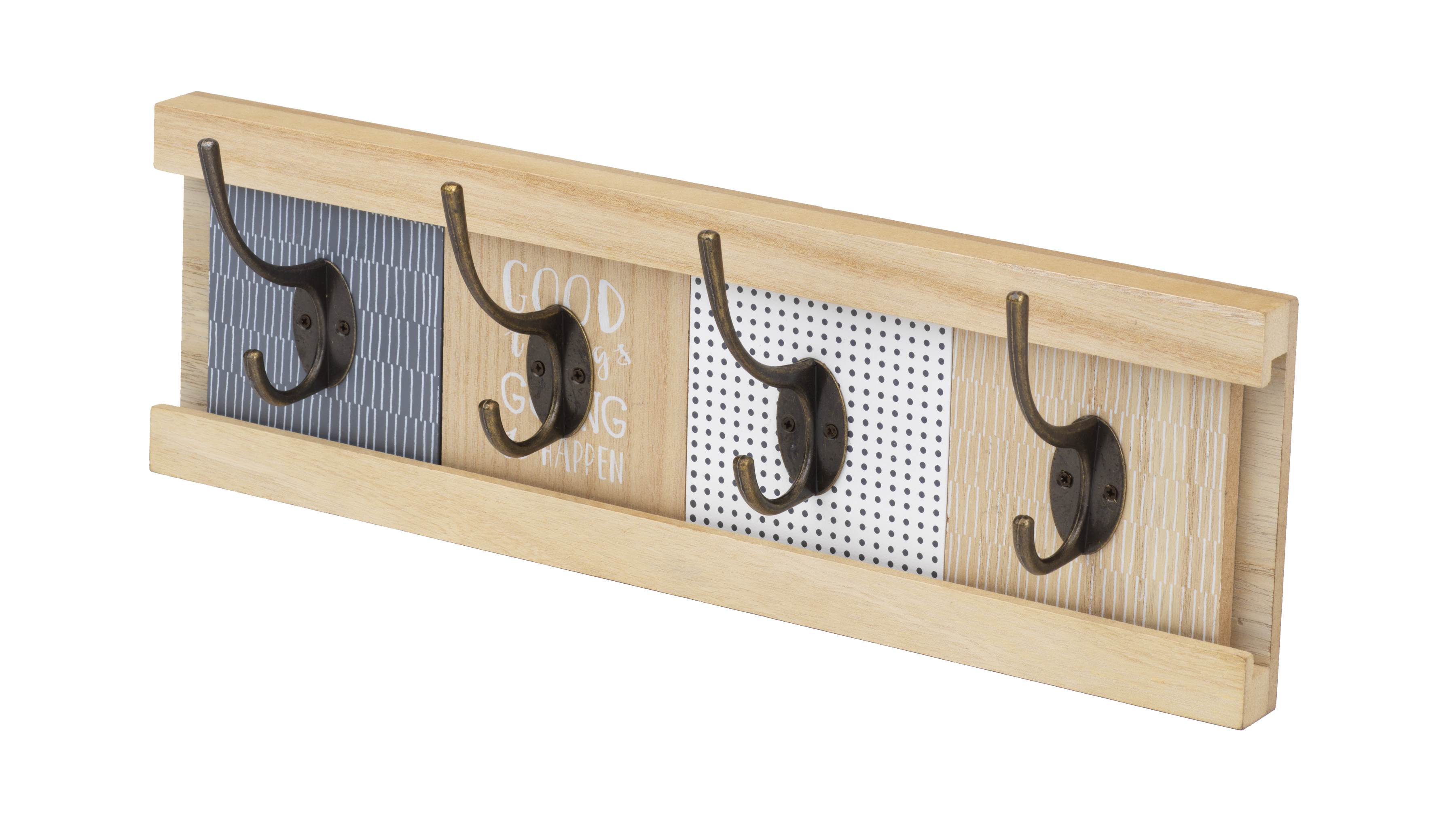10 Street Home Wall Mount Coat Rack with 4 Adjustable Coat Hooks, for Entryway, Bedroom and Bathroom; Hat Rack, Towel Rack, Natural Wood, Easy to Install