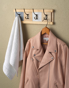 10 Street Home Wall Mount Coat Rack with 4 Adjustable Coat Hooks, for Entryway, Bedroom and Bathroom; Hat Rack, Towel Rack, Natural Wood, Easy to Install