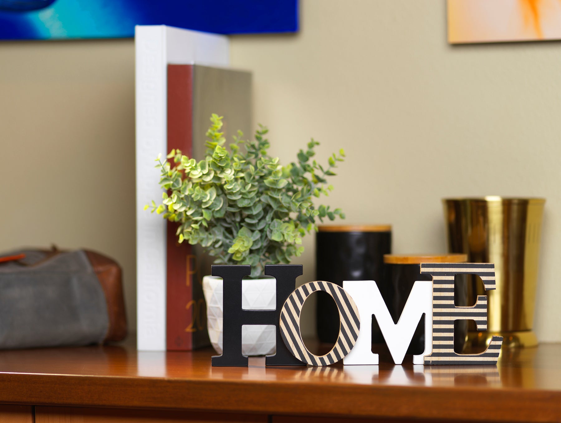 Modern Rustic Wood Home Decorative Sign, Standing or Wall Mount Cutout Word Decor, Living Room Accent, Home Letters Wood